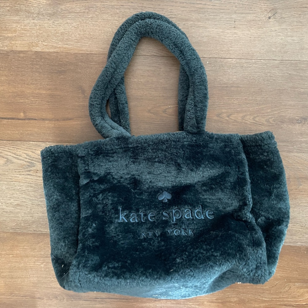 kate spade Black Plush Tote with Embossed Logo